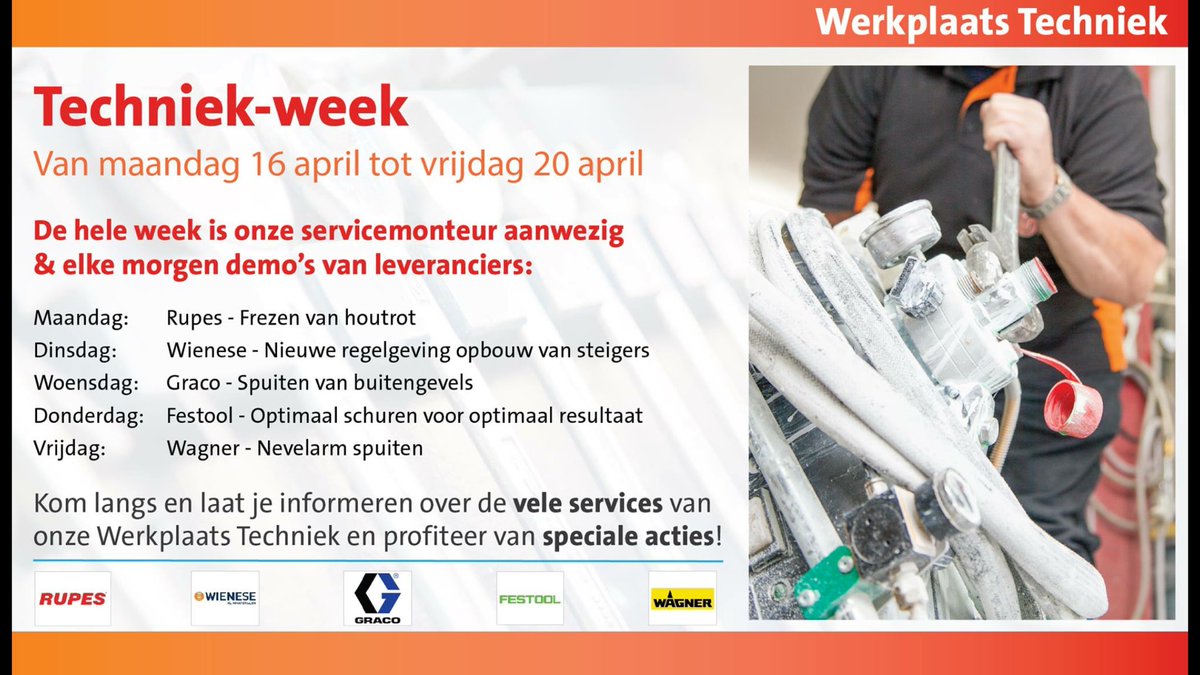 Start maandag 16 april Simons Verf Techniekweek, u komt toch ook?
