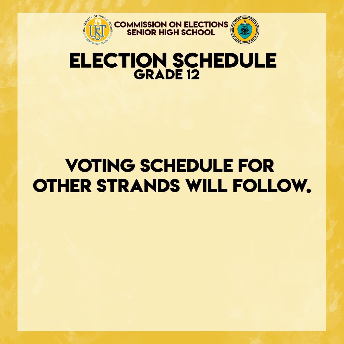 ustshscomelec's tweet photo. Please come at your designated time and venue. Let's be responsible voters and exercise our right to suffrage.
All together for a culture of empowered democracy!
#AngUnangHalalan
#SHSLSC2018
#USTHalalan2018
(2/2) https://t.co/bpieRJETcl