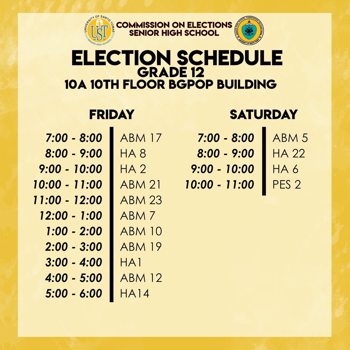 ustshscomelec's tweet photo. Please come at your designated time and venue. Let's be responsible voters and exercise our right to suffrage.
All together for a culture of empowered democracy!
#AngUnangHalalan
#SHSLSC2018
#USTHalalan2018
(2/2) https://t.co/bpieRJETcl