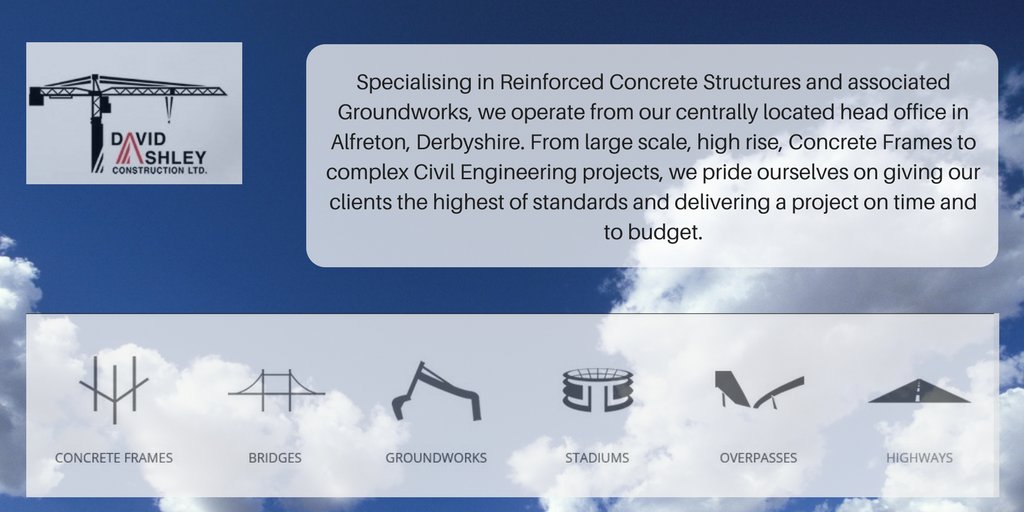 DavidAshleyLtd's tweet photo. We carry out a variety of reinforced concrete works on a wide range of projects, including #Concrete Frames, #Substructures, #Highways and #Bridgeworks, Water Treatment works, Power Stations and Stadiums.
Email: enquiries@davidashleyconstruction.co.uk
Tel: 01773 830880 https://t.co/CvnbF32lMZ