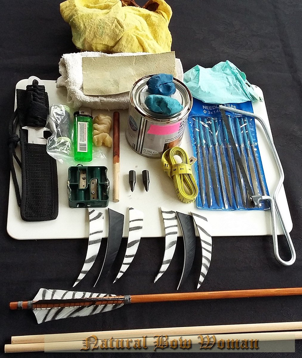 NaturalBowWoman's tweet photo. A pic of my arrow making kit. https://t.co/6HXmJIt0rC for tutorials. Kit changes a little depending on type & style of arrow :-)
#archerydiy #arrowmaking #arrowmakingkit #howimake #howto #selfsufficiency #traditionalarchery #woodcraft #woodworking #woodenarrows https://t.co/zYoT9czYnY