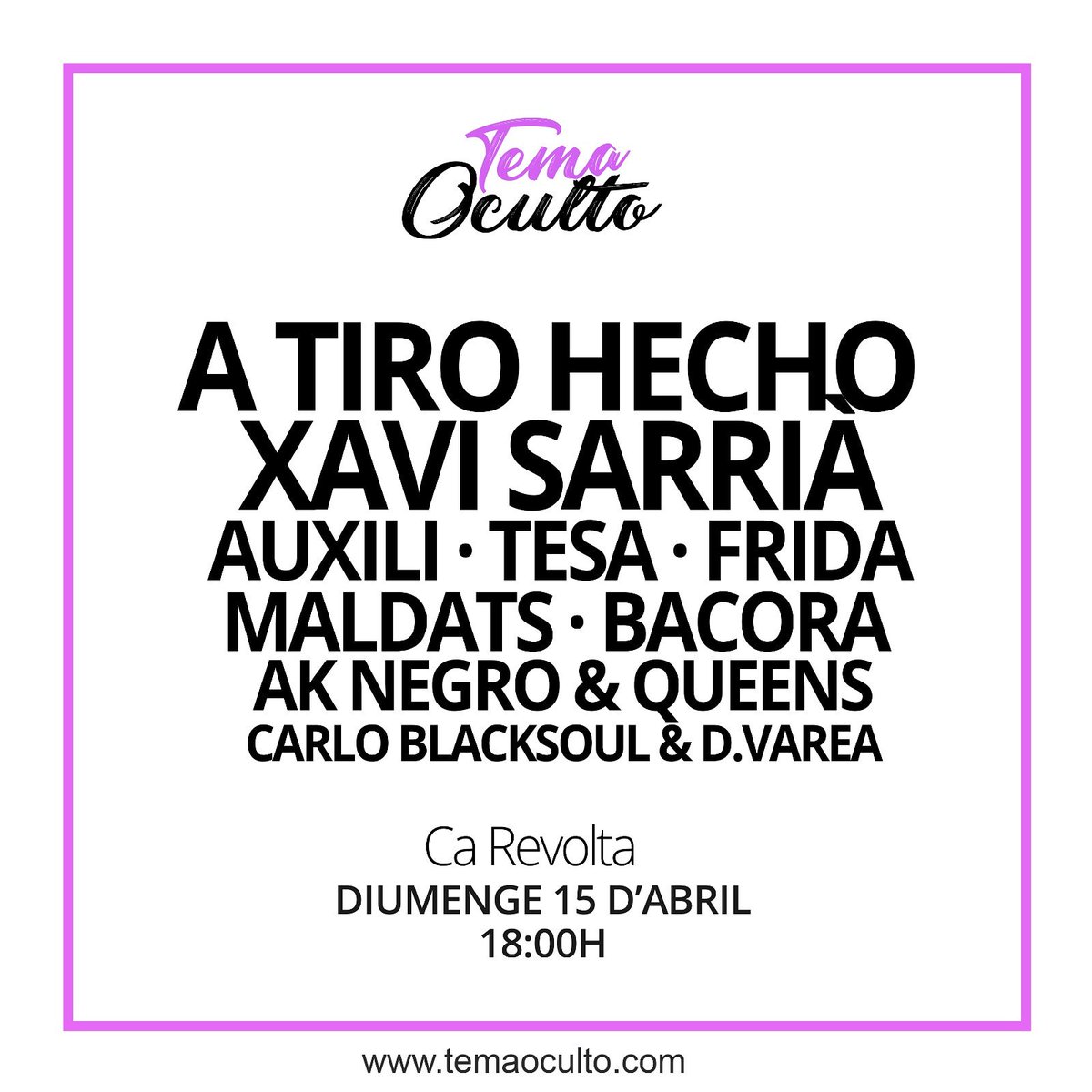 temaoculto's tweet photo. Teatre i trobada musical amb concerts en format reduït a Ca Revolta 🔝
No us ho podeu perdre! #NoCallaremVlc https://t.co/Pkdmat5f26