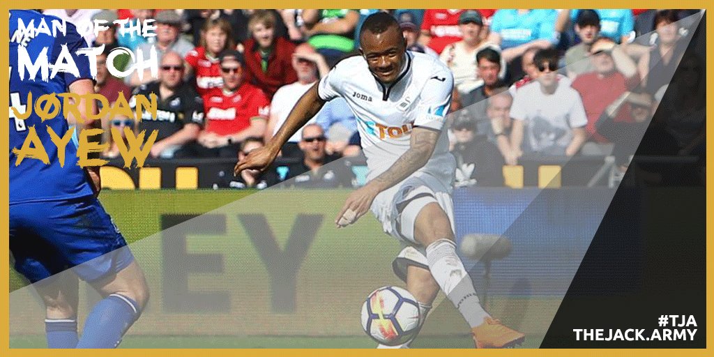 The_JackArmy's tweet photo. He was back in action and back among the goals yesterday - @jordan_ayew9 was your Man of the Match against Everton

#TJA #JordanAyew #MoTM #SWAEVE https://t.co/yeI2bhjxTc