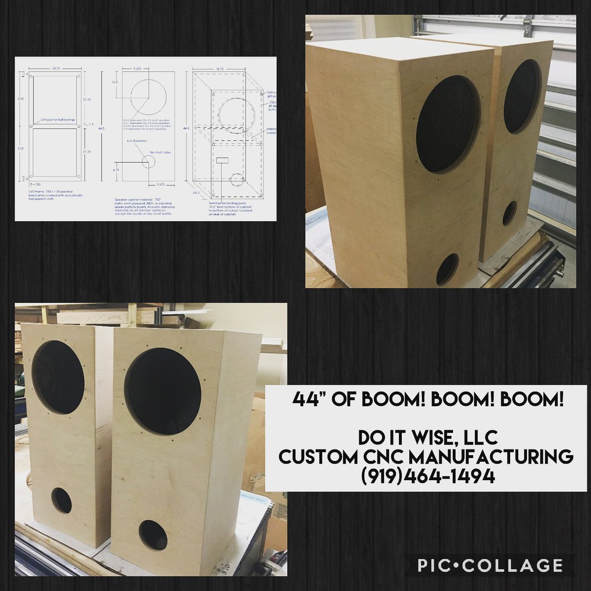 IDoItWise's tweet photo. Just delivered these 44" monster's designed to hold 15" speakers. Both the core of MDF and outter maple ply case were cut on CNC. What can we build for you?  #audiophiles #cnc #doitwise #speakers #speakercabinet #gottabenc #maker #smallbusiness #luxuary #moderndesign https://t.co/x8pTJuNrAn