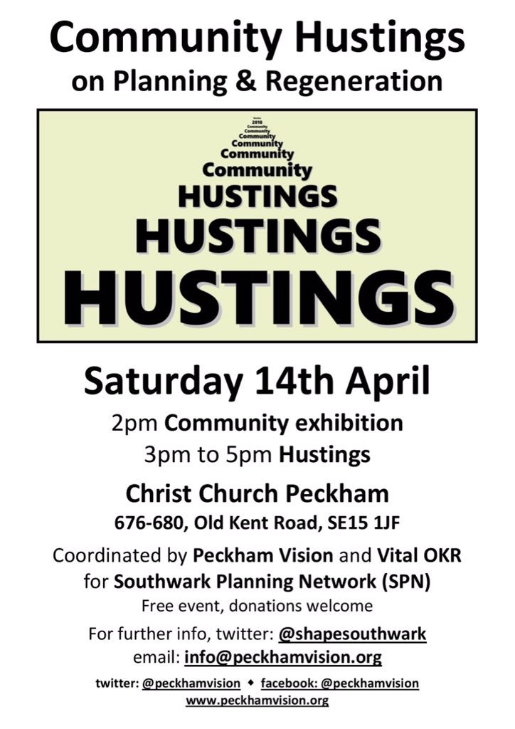 A tremendous THANK YOU to everybody that attended the #southwarkhustings yesterday on development and planning. The discussions were mainly positive and vital relationships were formed between Southwark's future policy makers and local residents 👍