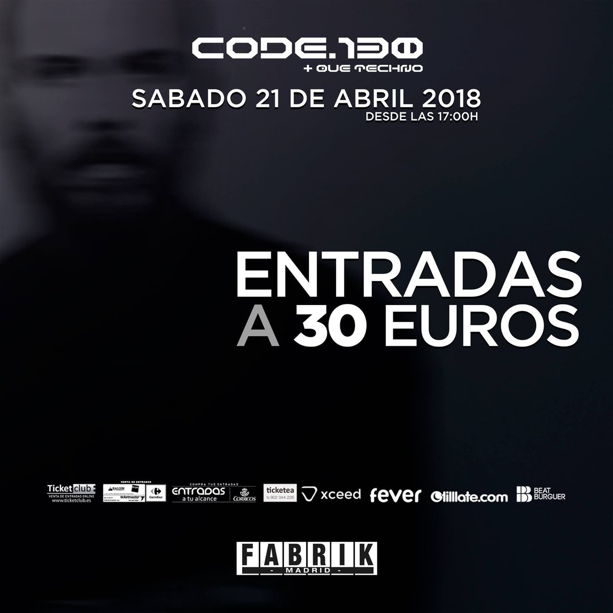 fabrikdiscoteca's tweet photo. [ÚLTIMAS] 200 entradas a la venta para #Code130 del 21 abril con Marco Carola. Bailamos en solo 1 semana.
Consigue la tuya en: https://t.co/3TKvxCTZK5 https://t.co/ghShqC3YS2