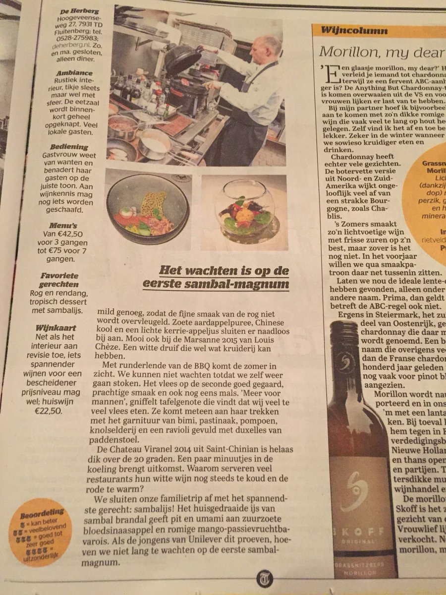 Gister in de telegraaf super trots op deze recensie. Hier doen we het iedere dag voor👍.  #Drenthe #restaurant #deherberg