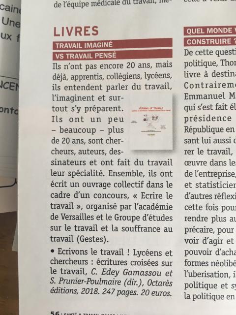 claireedey's tweet photo. "Ecrivons le travail !" avec @PrunierSophie et @DIMGestes dans Santé&amp;Travail ! Cc @fdesriaux https://t.co/PM6XJZR3by