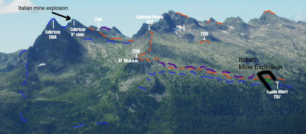 andyblanck1's tweet photo. Coming soon: #ww1 Italian attack to #Colbricon-Buse de Oro #austro-hungarian line on #Dolomiti, #Fiemme Valley, 1916. Red line is A.U., violet is AU after italian (blue line) attack. you can see strategic position called "Cupola degli Alberi" where italians used a mine.
We go! https://t.co/36pa7iwHwb