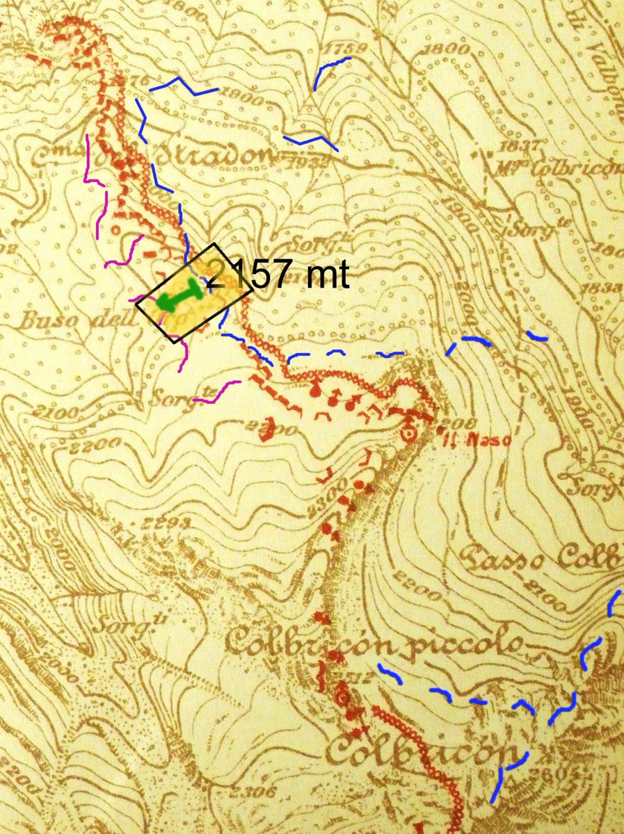 andyblanck1's tweet photo. Coming soon: #ww1 Italian attack to #Colbricon-Buse de Oro #austro-hungarian line on #Dolomiti, #Fiemme Valley, 1916. Red line is A.U., violet is AU after italian (blue line) attack. you can see strategic position called "Cupola degli Alberi" where italians used a mine.
We go! https://t.co/36pa7iwHwb