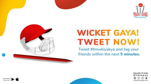 ☝🏻 At last we're off with the 1st Wicket of this innings! You have 5️⃣ minutes to tweet #tmwkiyakya and tag as many friends as you can! 

#T20 #Contest #PlayNow #WicketGaya