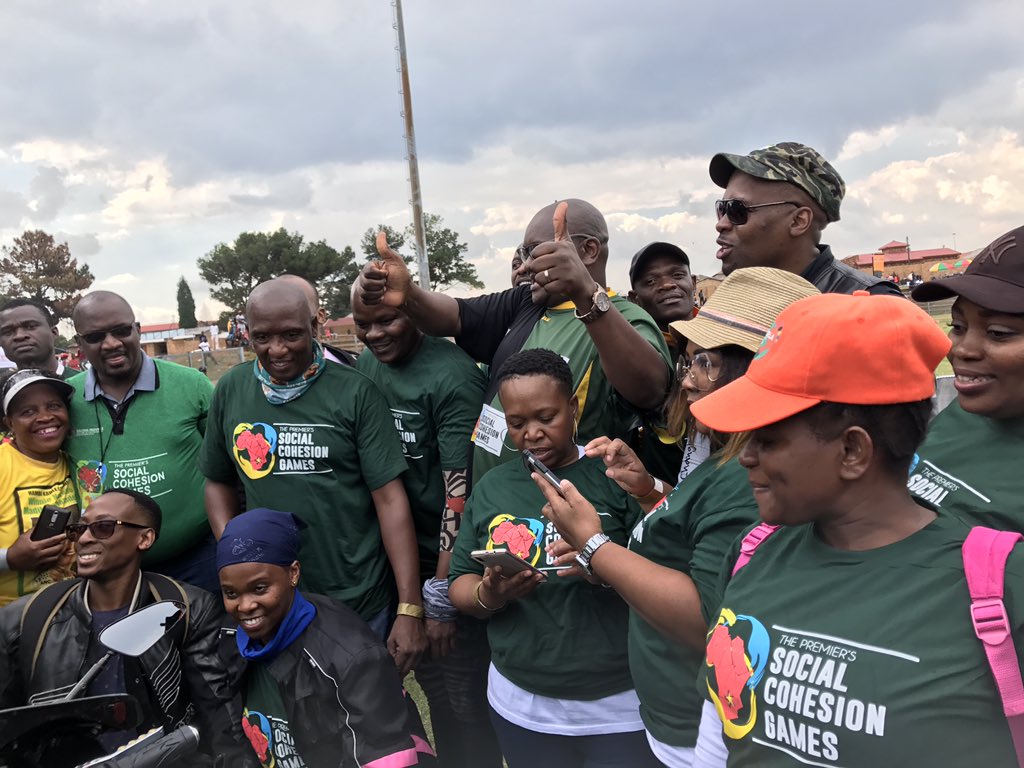 GautengProvince's tweet photo. #PSCG18 Premier with Bikers from the Vaal Ahanang Foundation, they also support the Games because they unite the people of Gauteng #PromotingSocialCohesion https://t.co/16fDv8vwOl