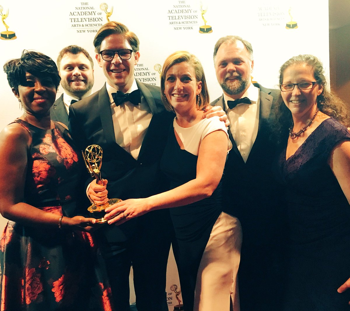 NY1onstage's tweet photo. About last night... @fdilella and the @NY1 #OnStage team celebrate winning a 2018 #Emmy Award for best magazine program - for the @wecomefromaway Special! https://t.co/H3T3FP251d