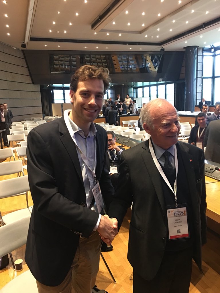 alexpelouze's tweet photo. Handshake with Pr A. Carpentier in Strasbourg. #ESCVS Some people did change the world and he is one of them. More challenge to come. https://t.co/S8Fj4rg74D