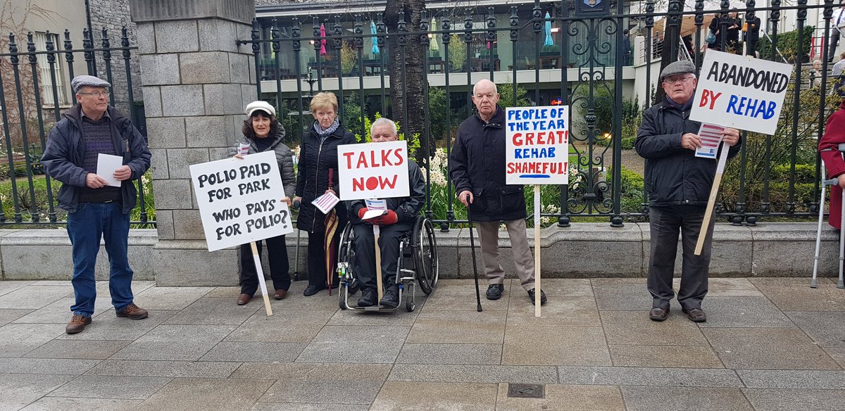 JusticeforPolio's tweet photo. Polio survivors are protesting tonight at #PeopleoftheYear awards over #RehabGroup failure to negotiate despite promises. #polio #increasingneeds #poliofellowship #abandonedbyrehab @rtenews https://t.co/1Lqza1iiFm