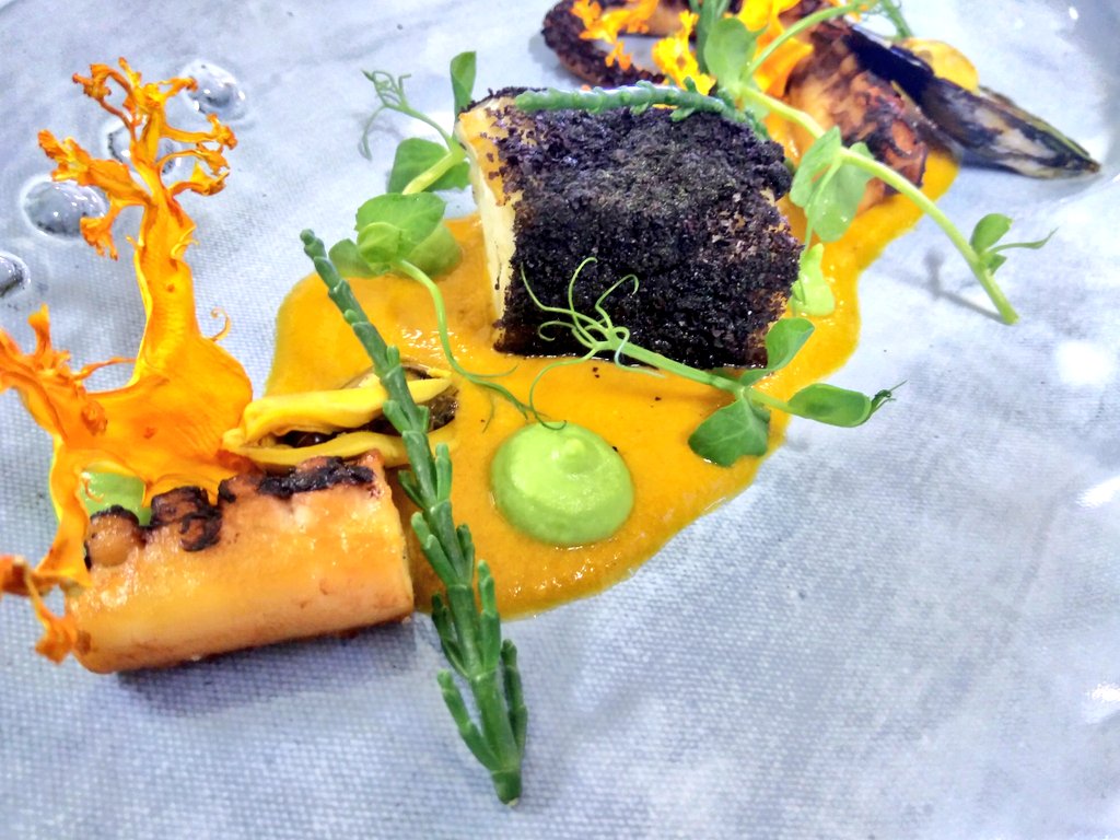 Beautiful dish by <a href="/jaco_grove/">Jaco Grové</a> <a href="/creationwines/">Carolyn Martin</a> 
What a piece of ART!#deconstructed #bouillabaisse @CorinnePotGal #cheflife