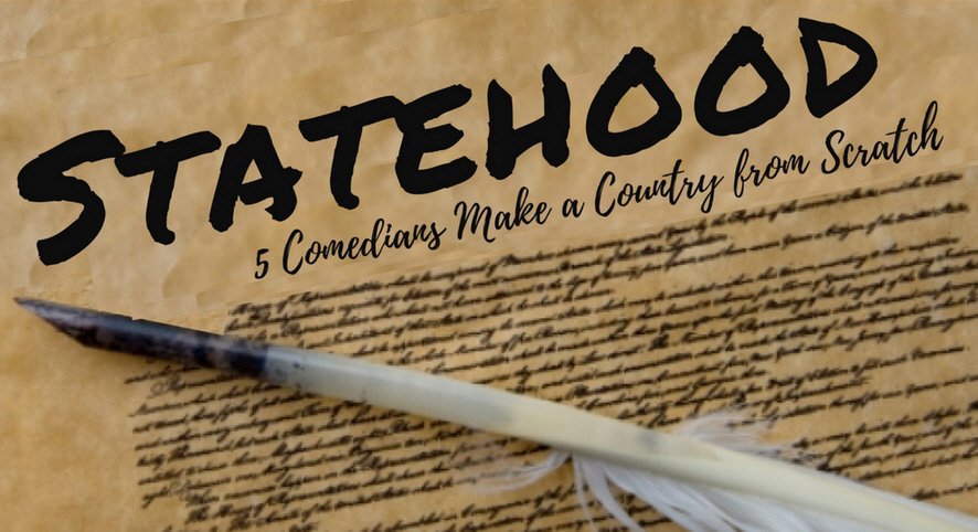 hybender's tweet photo. Following the Montevideo Convention of 1933 and the theme "Immigration," @emanifique, @UsamaBinLaughin, #KateSisk, @fareeeezy & #SamMorrison design a brand new country to co-rule 9:30 pm at @caveatnyc: "Statehood: 5 Comedians Make a Country from Scratch" https://t.co/5l3OcLtQl0 https://t.co/NzLUKkq570