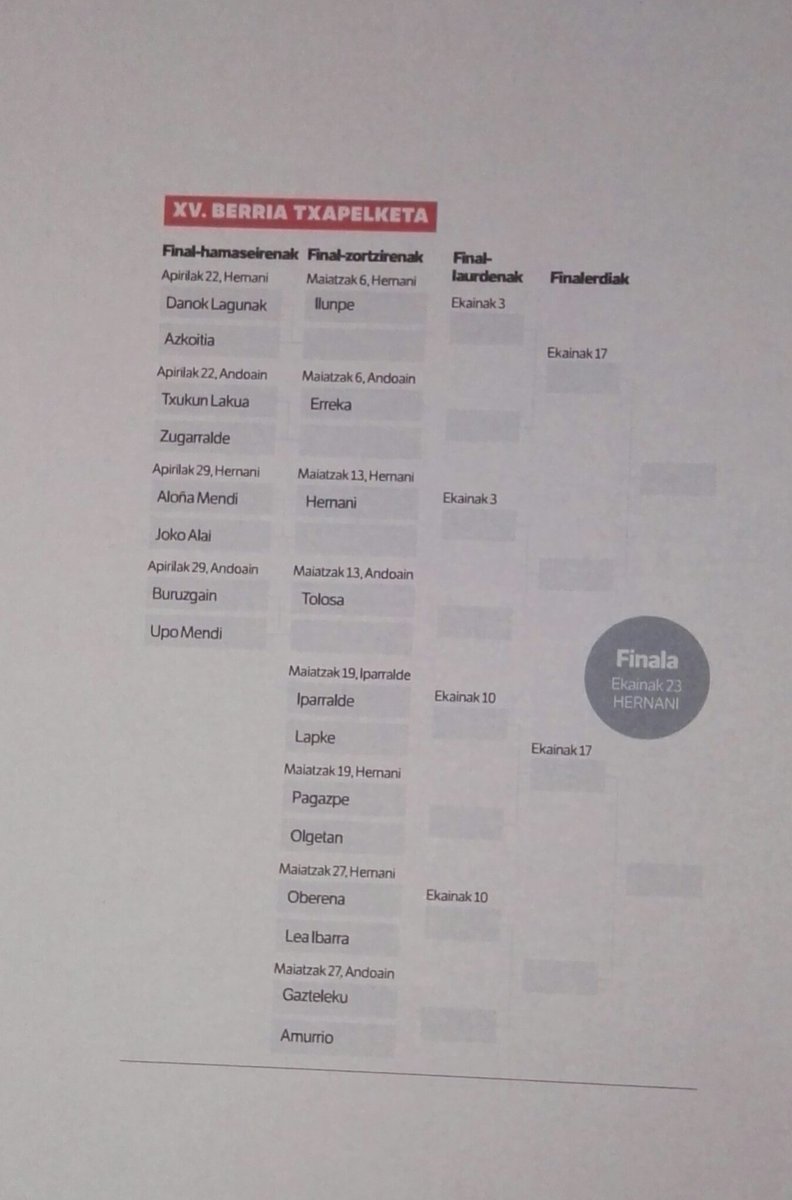 XV BERRIA TXAPELKETA (lehiaketa koadroa)