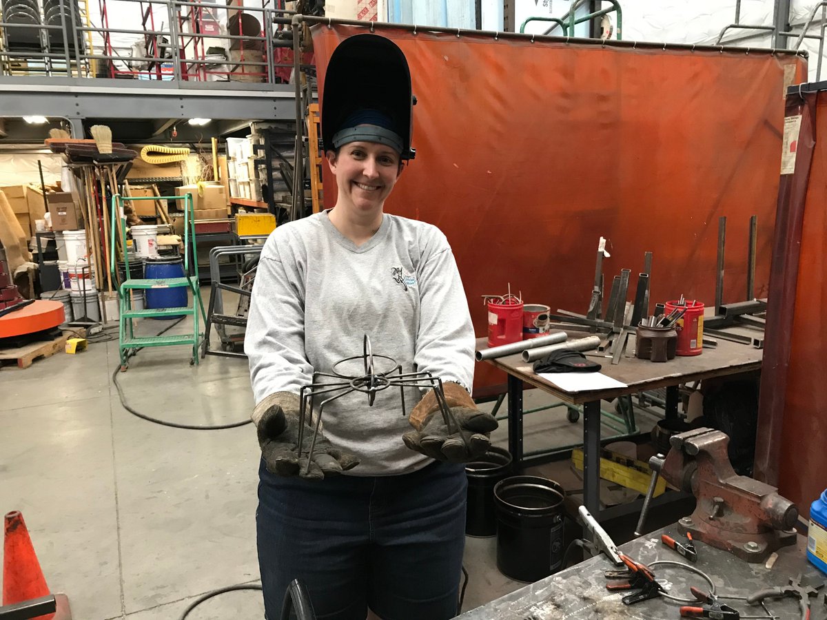 brosefloat's tweet photo. Kristen shows her spider project as she graduates from our float welding class! https://t.co/lp90vxCxMK