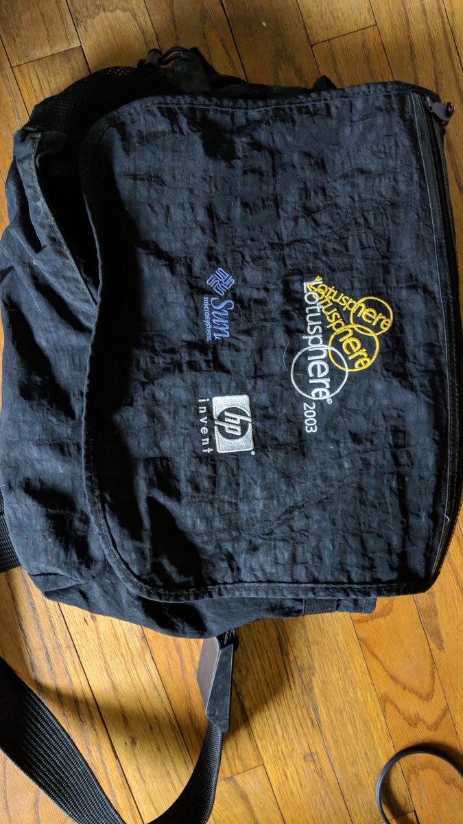TheToal's tweet photo. When you clean out a closet and find something from a LOOONG time back ... #lotusphere #olddiscoveries #IBMChampion https://t.co/mfkLG35qaz