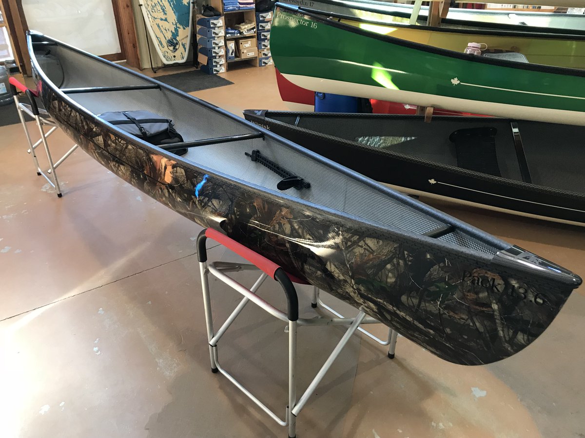 Swift_Canoe's tweet photo. New boats are starting to trickle in as we get closer to spring. Here's a real beauty that just arrived for a customer with a 'Hardwoods' pattern in lightweight Carbon Fusion. Just add nature. #getoutside #carbonfiber #Packboat https://t.co/wP73nDXWlu