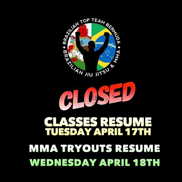 BTTBermuda's tweet photo. See you all Tuesday! 
#Bermuda #BTTBermuda #BrazilianTopTeam #BTT4Ever #MuriloBustamante #BJJ #BrazilianJiuJitsu #SubmissionGrappling #MMA #Boxing #MuayThai #Capoeira #SelfDefense #FamiliaBTT #OSS #WeAreBermuda https://t.co/VJAzmbPAHe https://t.co/VN5ofdBAo3