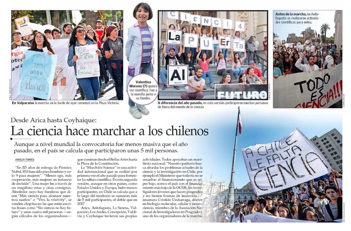 VCT_ElMercurio's tweet photo. Más de cinco mil chilenos salieron a la calle a marchar por la #ciencia a lo largo del país. #MarchaPorLaCiencia #marchscience #marchforscience #MarchforScienceCL https://t.co/VwdAWtC3Xg https://t.co/WJ8d2v9RuA