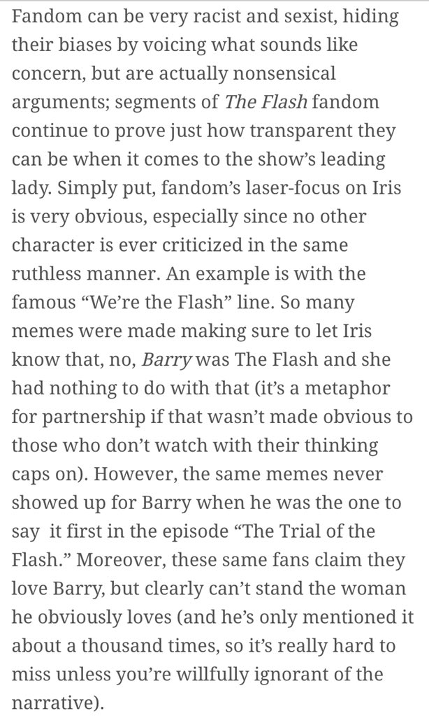 solasregrets's tweet photo. .@FLASHtvwriters @chipeyt @TheJudalina @TheCW @CW_TheFlash It’s absolutely tragic when a racist fan tries to use a reviewers’ words about Ralph and turns them on Iris WestAllen, like she hasn’t read that same critic’s opinion her transparent behavior. https://t.co/RIFI8FLqOe https://t.co/y43h9kkYGy