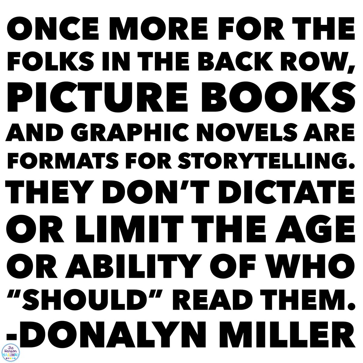 🗣Did you hear that back there? Picture books and graphic novels are FORMATS and ANYONE can read them! End. Of. Story.💥🙌🏼💯