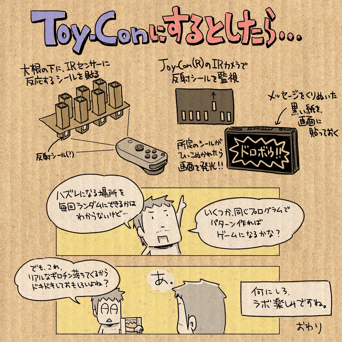 小学生の頃に段ボール工作で作ったゲームを、ニンテンドーラボのToy-Conガレージに移植しようと思うのでまとめてみました。

#一日一絵 #ニンテンドーラボ #Nintendo #NintenoLabo 