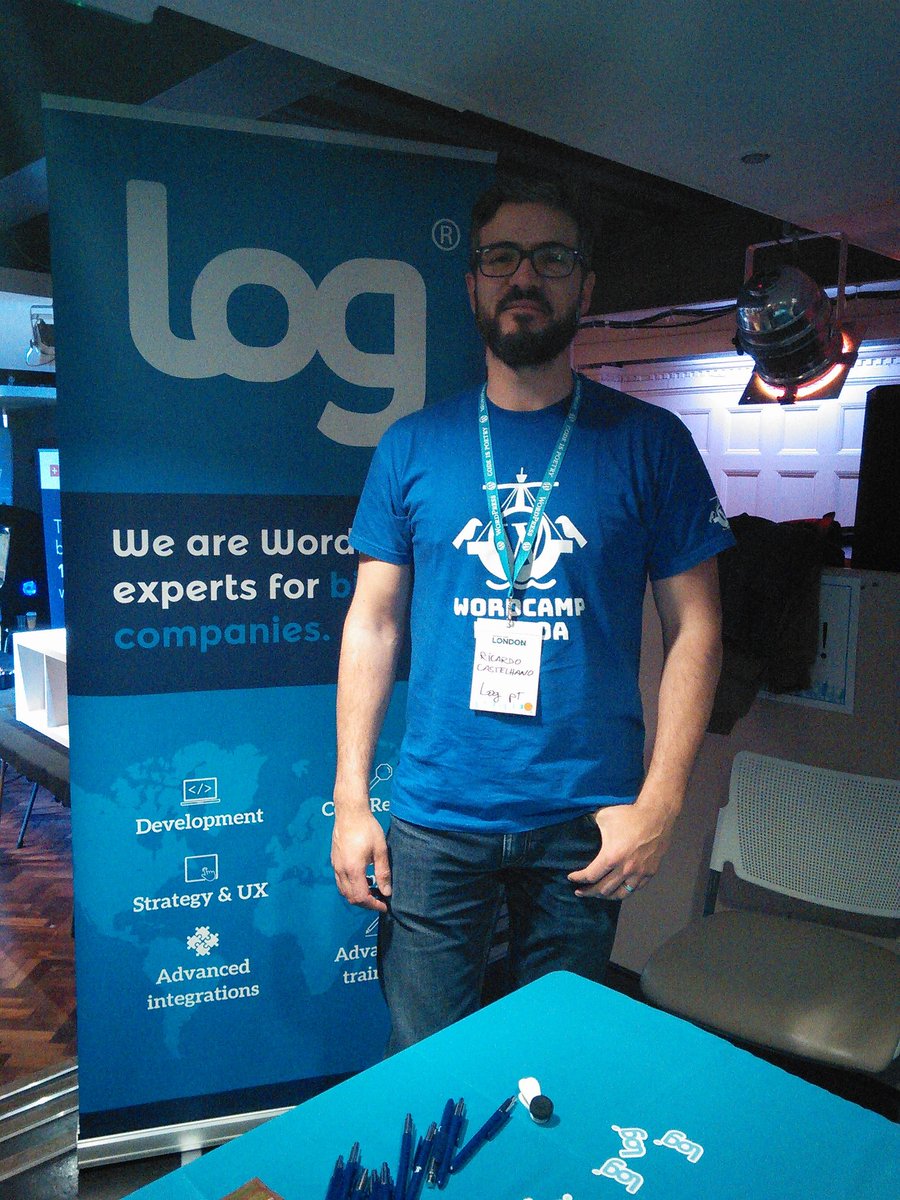 WordCampLondon's tweet image. Ricardo @log_oscon says: &quot;We are a WordPress development agency based in Portugal looking for partnerships with agencies in the UK.&quot; Find them in the #WCLDN sponsors area