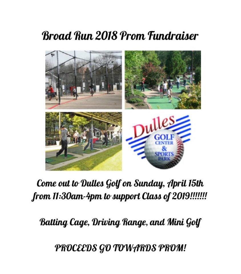 Head out to Dulles Golf today 11:30-4 to support the class of 2019 and prom!!