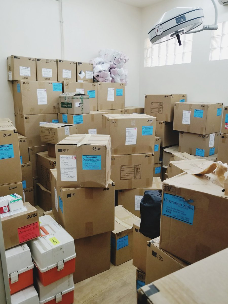 operationsmile's tweet photo. Medical volunteers unpacking supplies and setting up the operating rooms in preparation for our first day of surgery in #Madagascar! #mega4 https://t.co/OklibsNfYr