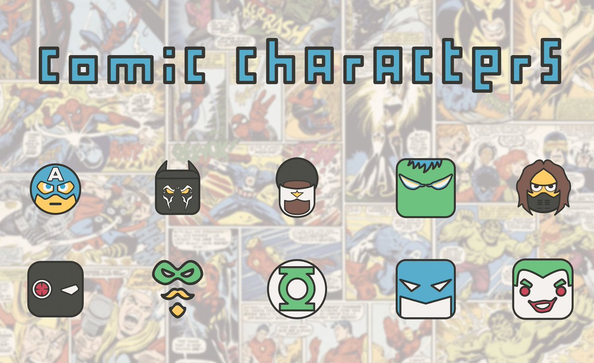 RippedThemer's tweet photo. Some of the comic character icons included in my #sutoroku #ios #icons #theme dropping 4/20 - this Friday and a reddit link :-) https://t.co/TGeBUEknyt https://t.co/Lu863utuGe