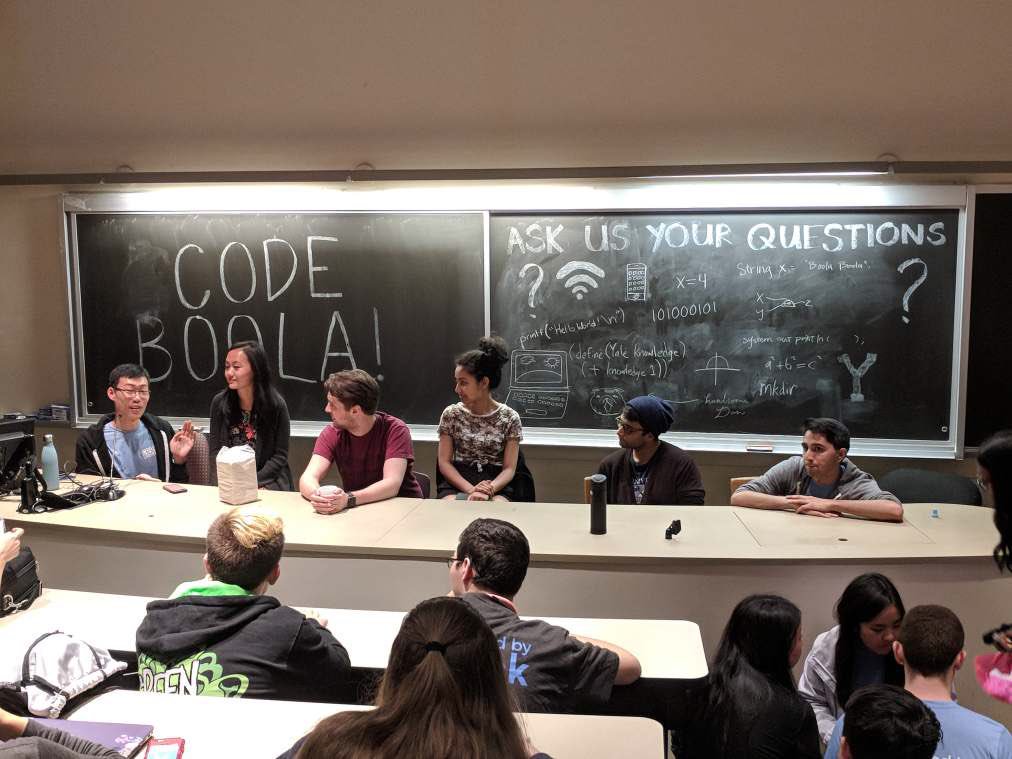 AlanLiu96's tweet photo. Excited to moderate a panel of amazing tech students &amp; alums for @YaleHack CodeBoola! https://t.co/GMURDBEi9l