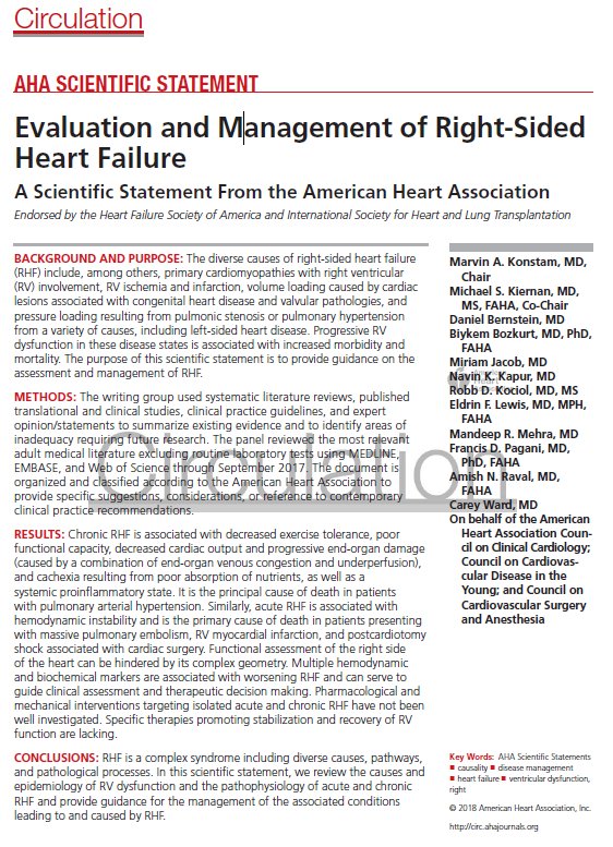 Evaluation and Management of Right-Sided Heart Failure: A