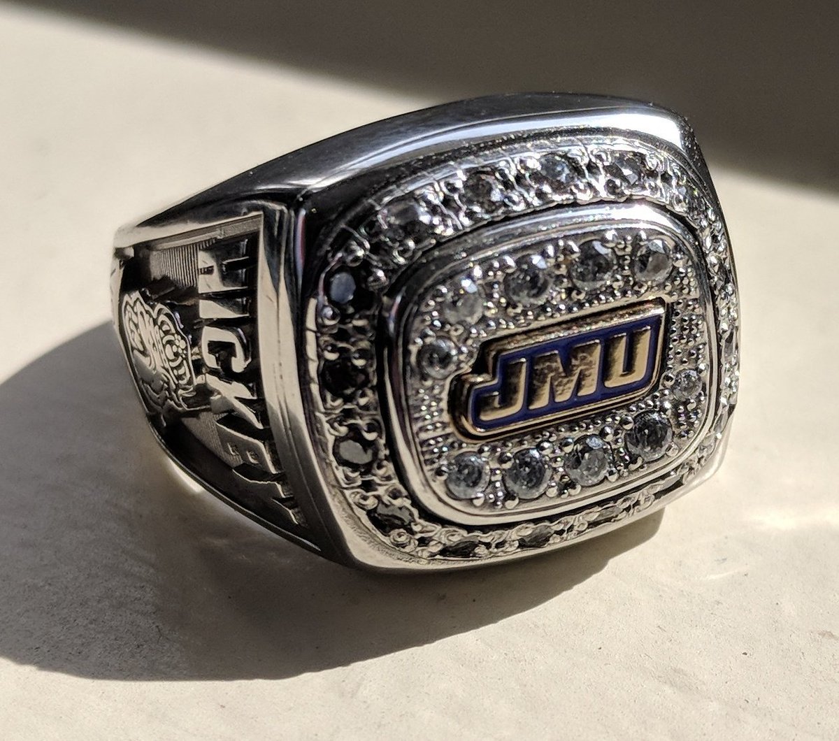 PressBoxGuy's tweet photo. Hey, @JMUVolleyball , they are even prettier in the sunlight.
#DigTheDukes #GoDukes #BackToBackCAAChamps https://t.co/F9HP3Et2qo