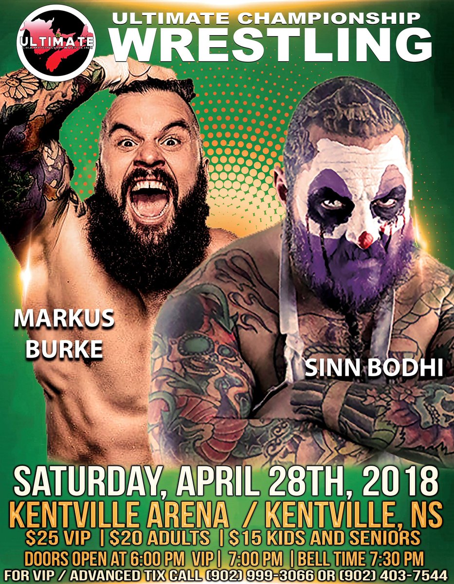 MaritimeShows's tweet photo. Is #Kentville ready for the Warlord of Weird??  @SiNNbODHi is coming and has his sights on @veganwrestler!!  April 28 https://t.co/krCGRQ2jrh