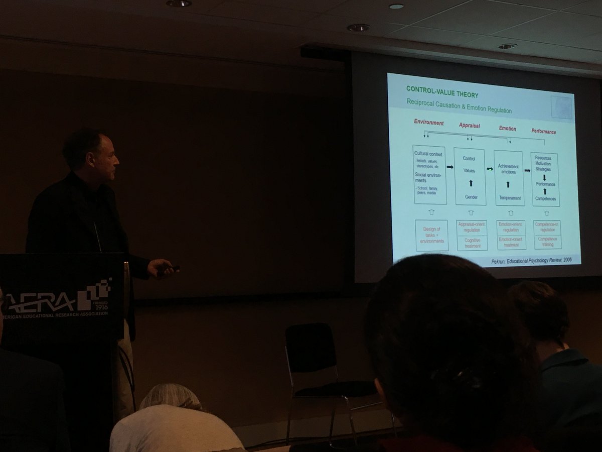 benjaminheddy's tweet photo. Reinhard Pekrun discusses social cultural influences on achievement emotions as he reconsiders control value theory. #AERA2018 @AERADivC @AERA_EdResearch https://t.co/2OoxSdj5jM