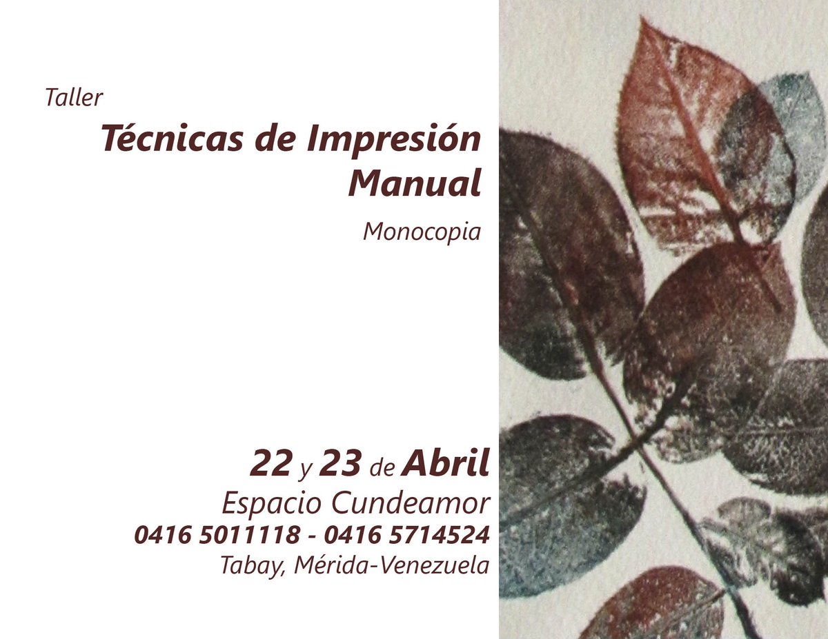 edwin_gama's tweet photo. #FelizDomingo, el próximo #findesemana será este #taller sobre #impresión #manual en donde veremos técnicas como la #monocopia y disfrutaremos del hermoso jardín de #EspacioCundeamor en #Tabay. Aparta tu cupo! https://t.co/rFXEOkXSLk