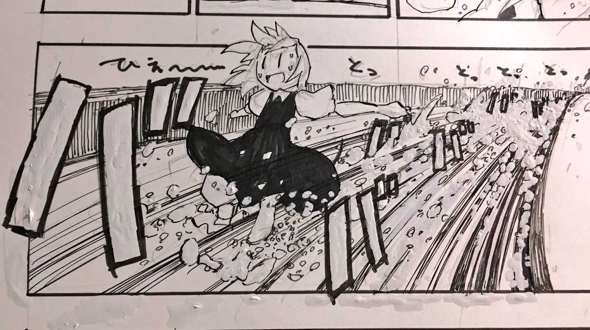 pcと同じ感覚で描けるようになってきた。
元々、デジタル作業でも戻るを使わずに消しゴムかけてたから、ホワイトの感覚がすごく近い。 
