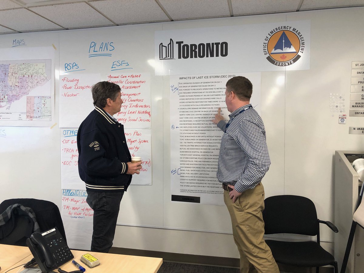 JohnTory's tweet photo. Visited the City’s Emergency Operations Centre this morning for an update from @TorontoOEM on the ongoing response to this weekend’s storm. #icestorm https://t.co/yCxB0XMcMt