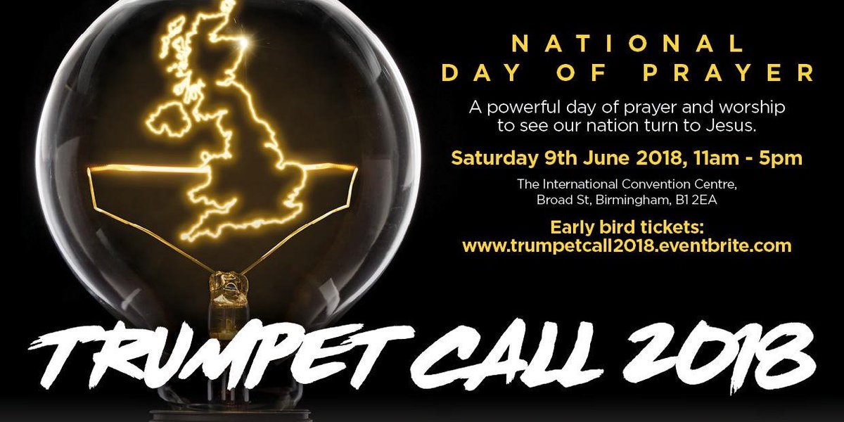 worldprayerc's tweet photo. Come and join us on Saturday 9th June at The International Convention Centre in the heart of #Birmingham as we #pray for a turning in individuals, in the #church and in the nation

#Time2Turn18
#TrumpetCall https://t.co/3Z8tge8Mcl