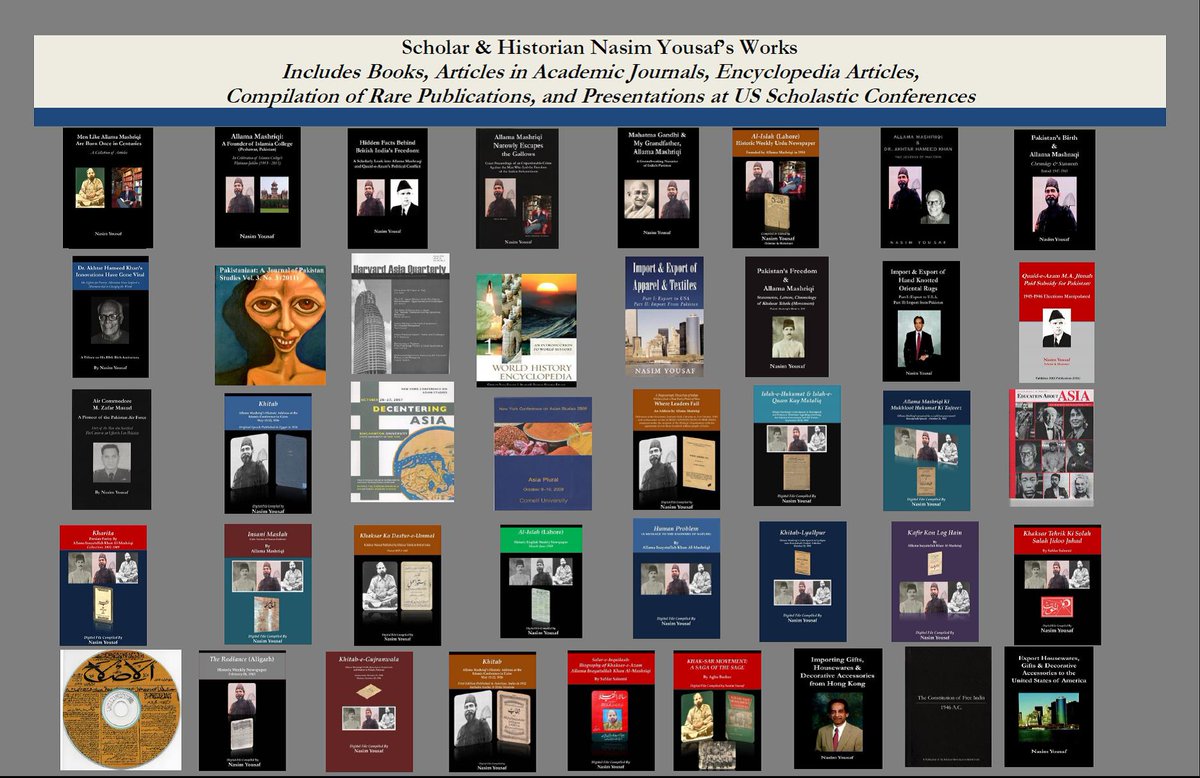 AMZPublications's tweet photo. Books authored by Scholar & Historian Nasim Yousaf (اسکالر اور تاریخ دان نسیم یوسف)
#AllamaMashriqi #KhaksarTehreek #NasimYousaf #SouthAsianStudies #oralhistory #SAPCornell #ACSAMadison #southasia #CSASCambridge #BASAS #SOASSAI #HarvardSAI #SouthAsiaCenter #SouthAsiaPenn https://t.co/qamGRSQ7fO