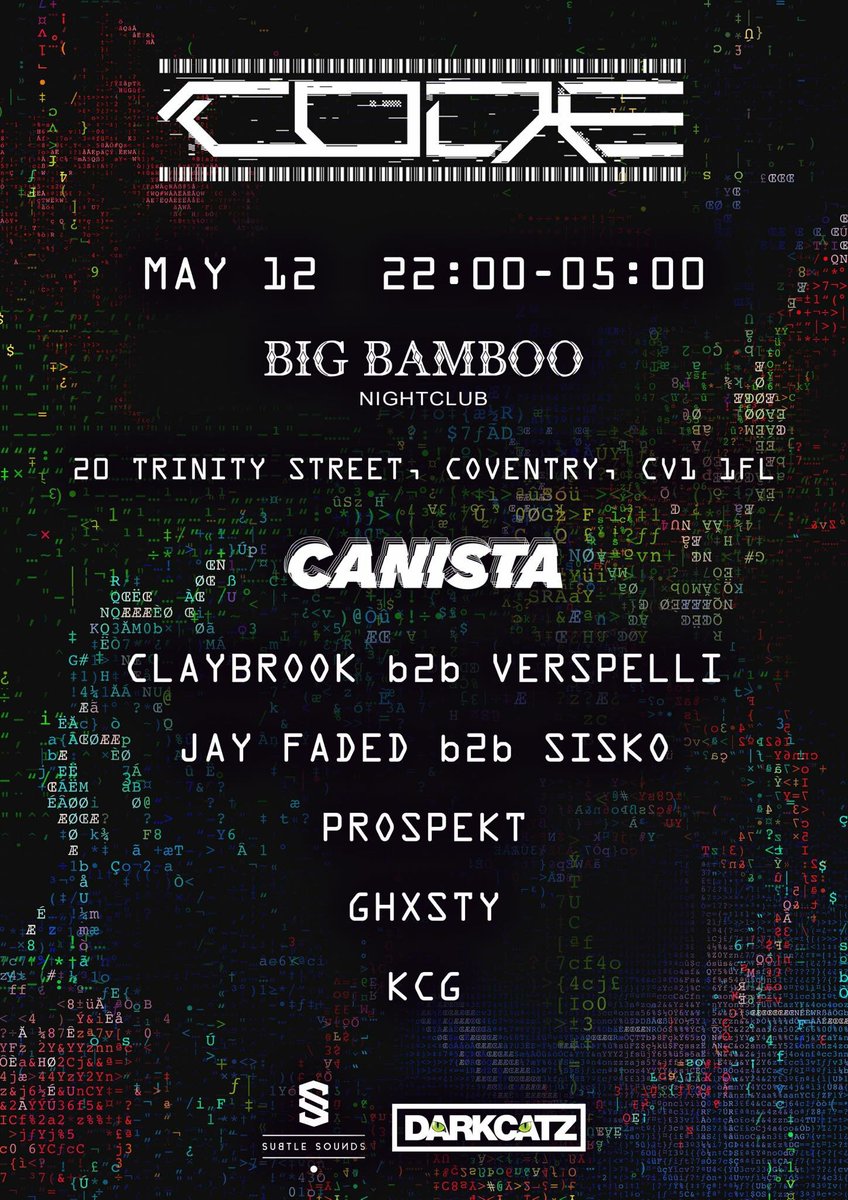 embradshaww's tweet image. A new bass event in Coventry with some of the best artists performing!!!!! @code_uk_