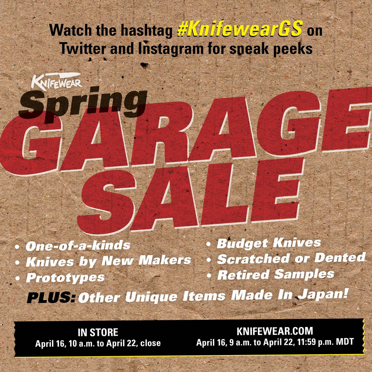 KentOfInglewood's tweet photo. The madness that is the @Knifewear Garage Sale begins tomorrow! #KnifewearGS https://t.co/jPtHGwI7Oo
