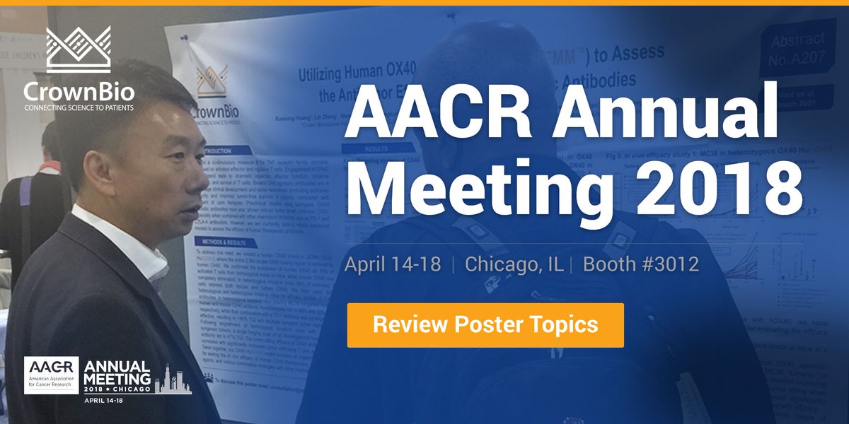 crownbioscience's tweet photo. #AACR18 is here! Find us at Booth 3012 for all your #preclinical #oncology and #ImmunoOncology needs. Our collaborator poster 123 from @Syndax and @NektarNews   on enhanced anti #tumor activity of #entinostat &amp; NKTR214 #combination is up from 1-5pm https://t.co/oBKZGS8toa https://t.co/UoYXGGVa13