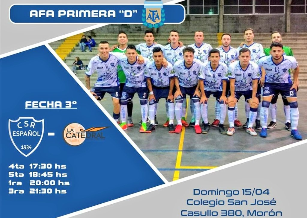 Hoy domingo todos al San José
<a href="/centroefutsal/">Centro Español Futsal AFA</a> vs. <a href="/LaCatedralFClub/">LaCatedralFútbolClub</a>