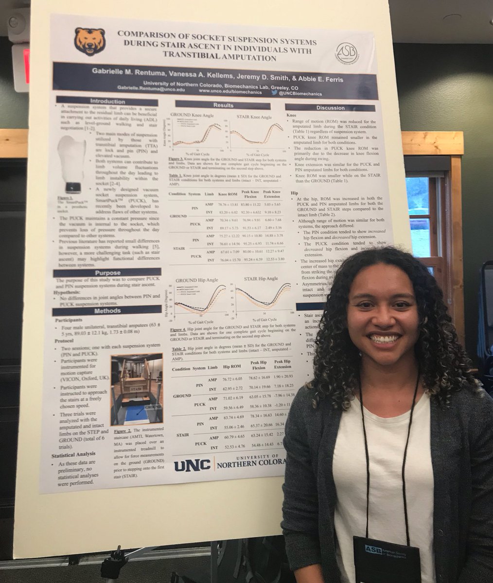UNCBiomechanics's tweet photo. @Rentuma_GM presenting on the comparison of socket suspension during stair ascent in individuals with transtibial amputation at #RMASB2018 #UNCBears #Biomechanics https://t.co/rcZetXeott
