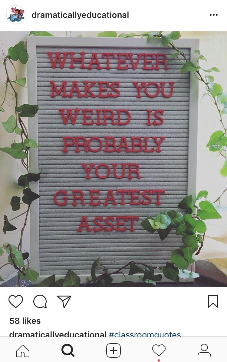 Saw this on @instagram and I think it is PERFECT!!! #SeeYourselfDifferently #WeirdISGood #FindYourStrengths #ITeachMath